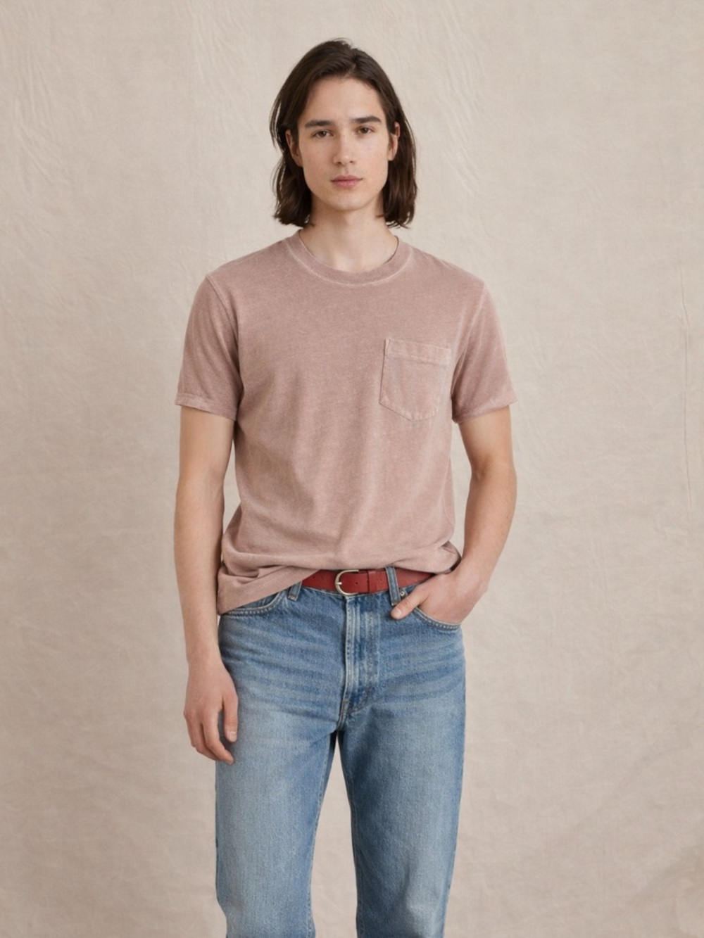 Alex Mill Vintage Wash Pocket‎ Tee Aged Taupe Small
